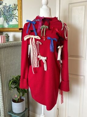 Ugly Christmas sweater dress with bows